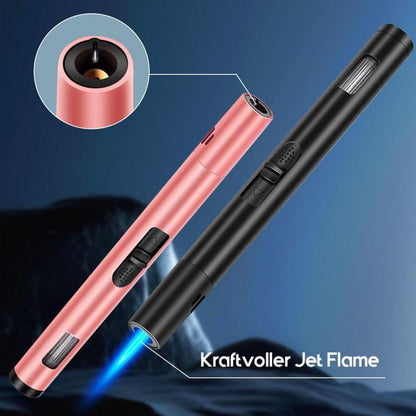 2er Pack Jetflame Sturmfeuerzeug Gas Nachfüllbar Winddicht 6,5-IN Schwarz/Roségold