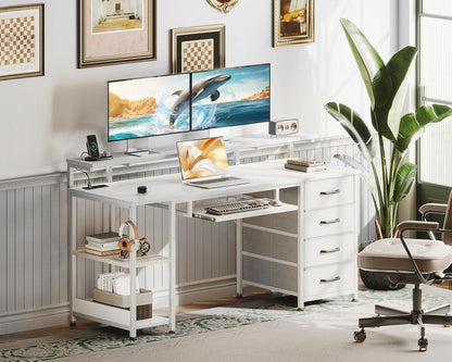 ODK Schreibtisch mit 4 Schubladen und USB-Steckdosen, Gaming