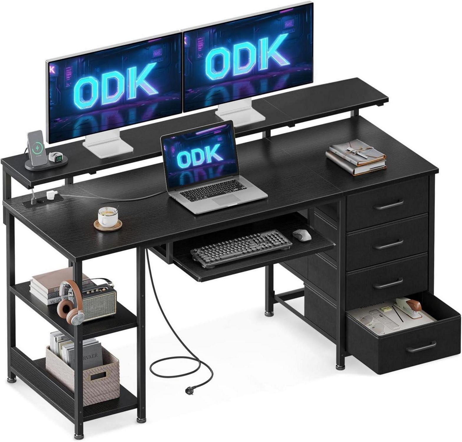 Schreibtisch mit 4 Schubladen und USB-Ladeanschluss