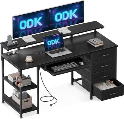 Schreibtisch mit 4 Schubladen und USB-Ladeanschluss