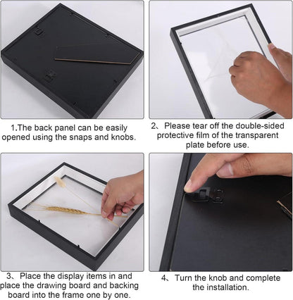 HFDONGL 3D Bilderrahmen Befüllen Objektrahmen Plexiglasplatte Schwarz