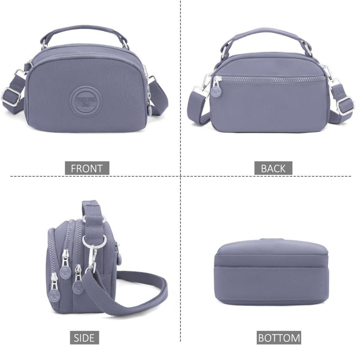 Damen Umhängetasche Wasserdicht Nylon Grau Mehrere Taschen