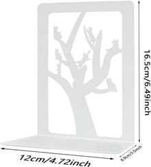 Qualsen Bücherstützen Baum und Katze weiß - 1 Paar Metall