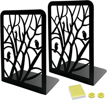 Qualsen Schwarze Metall Buchstützen Baum Vogel Design