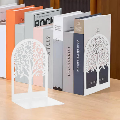 Qualsen Metall Buchstützen 4 Paar Weiß Bücherhalter für Regal