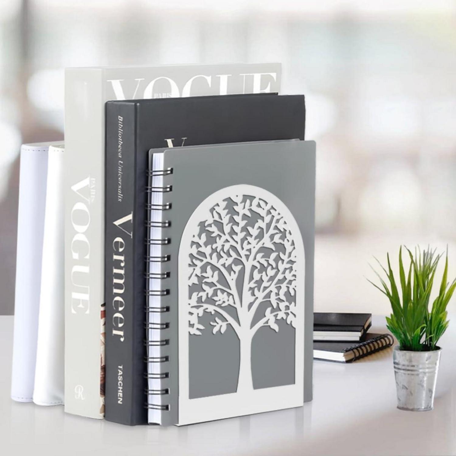 Buchstütze Metall Bücherhalter Book Holder Bücherstützen Regal Weiß 4