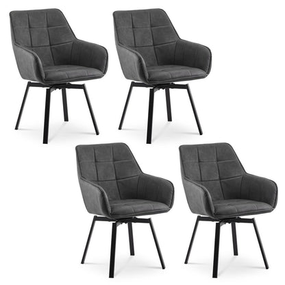 Drehbarer Esszimmerstuhl Set 4er – Grau in Lederoptik