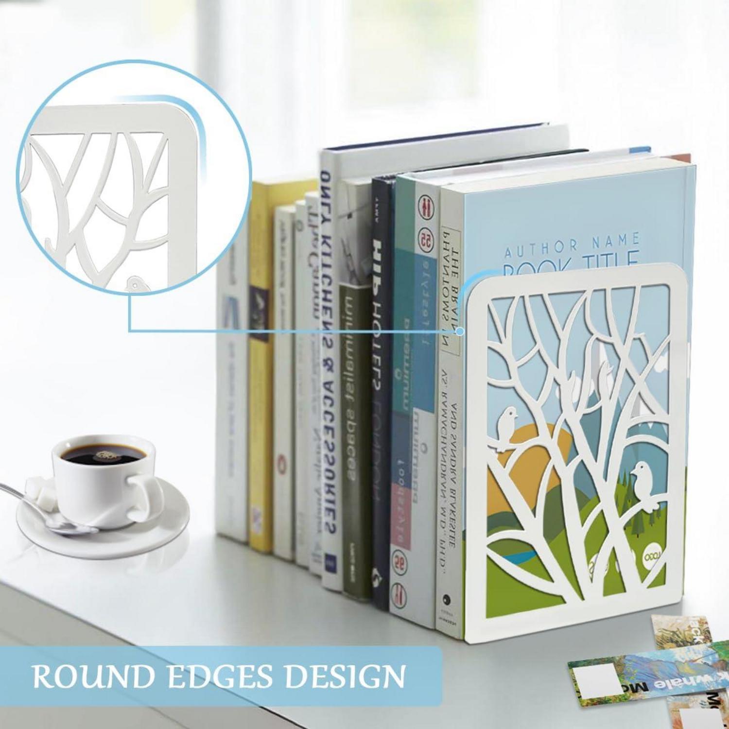 Moderne Weiße Baum Buchstützen Metall Bücherhalter
