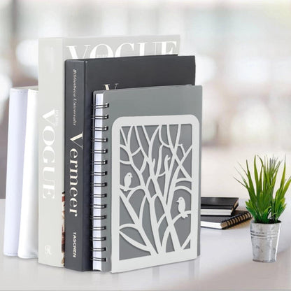 Moderne Weiße Baum und Vogel Bücherstützen Metall 1 Paar