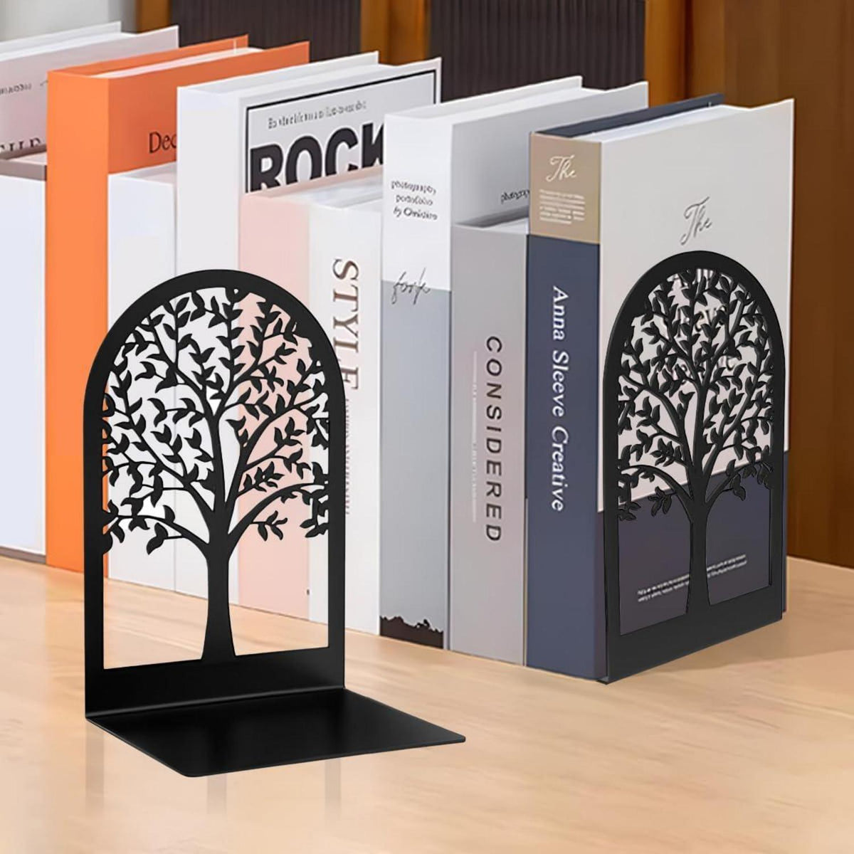 Qualsen Metall Buchstützen Bücherhalter Bookends 4 Paar Schwarz