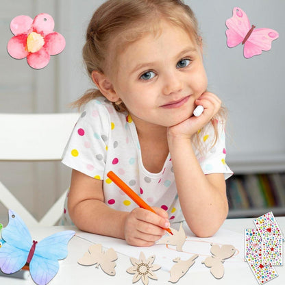 Bastelset Kinder Holzanhänger zum Bemalen mit Stiften & Aufklebern