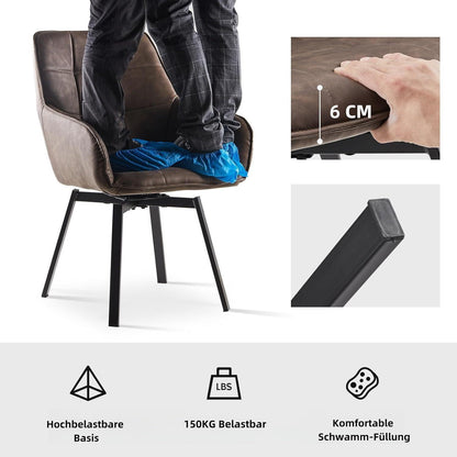 Drehbare Esszimmerstühle 2er Set Braun in Lederoptik