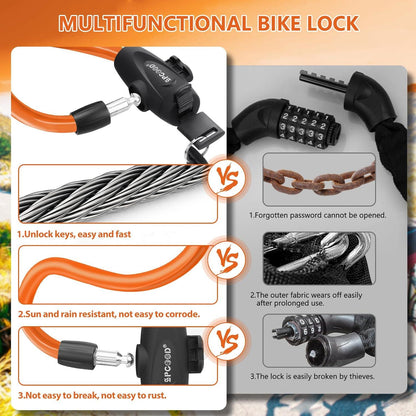 SPGOOD Fahrradschloss 120cm 12mm Hochsicherheits Kabelschloss