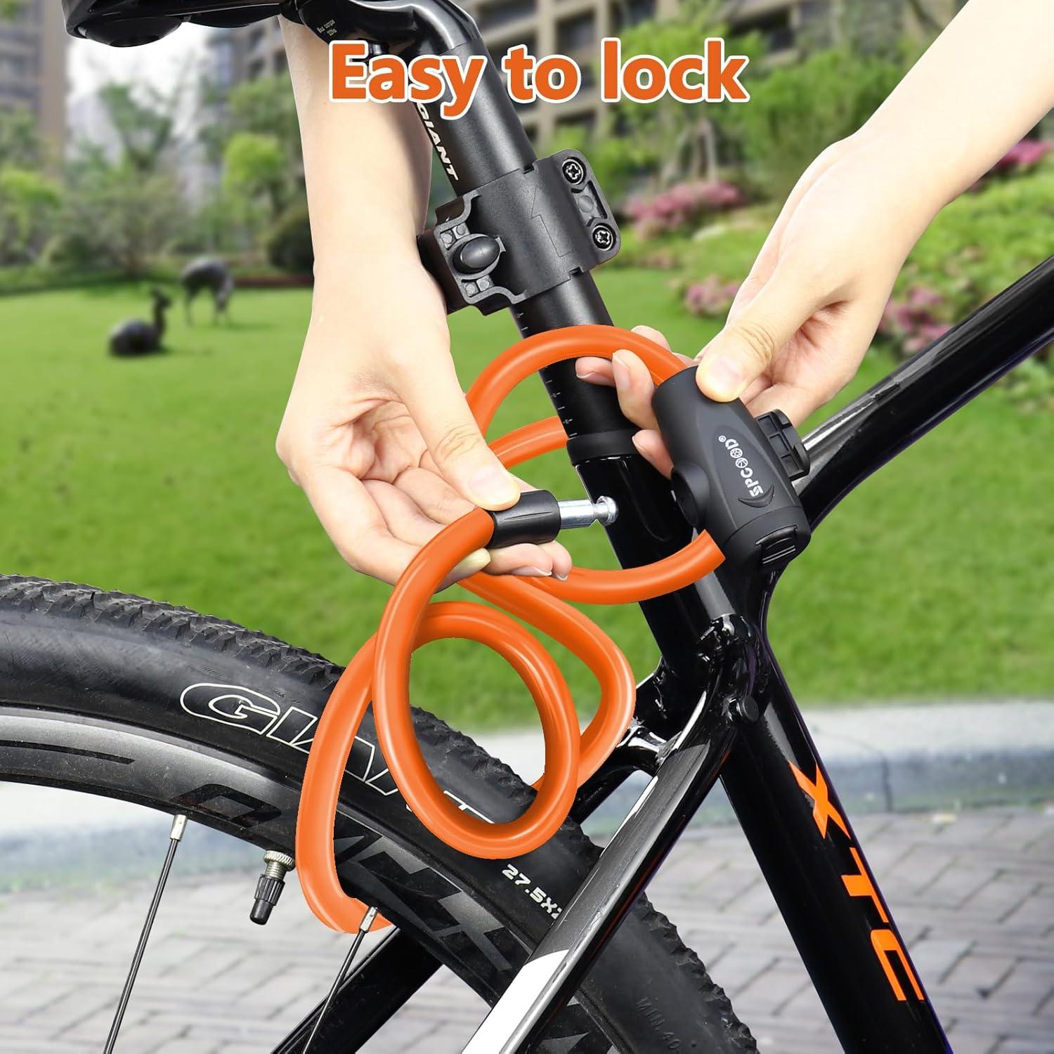 Fahrradschloss 120cm Hochsicherheits-Kabelschloss 2 Schlüssel orange