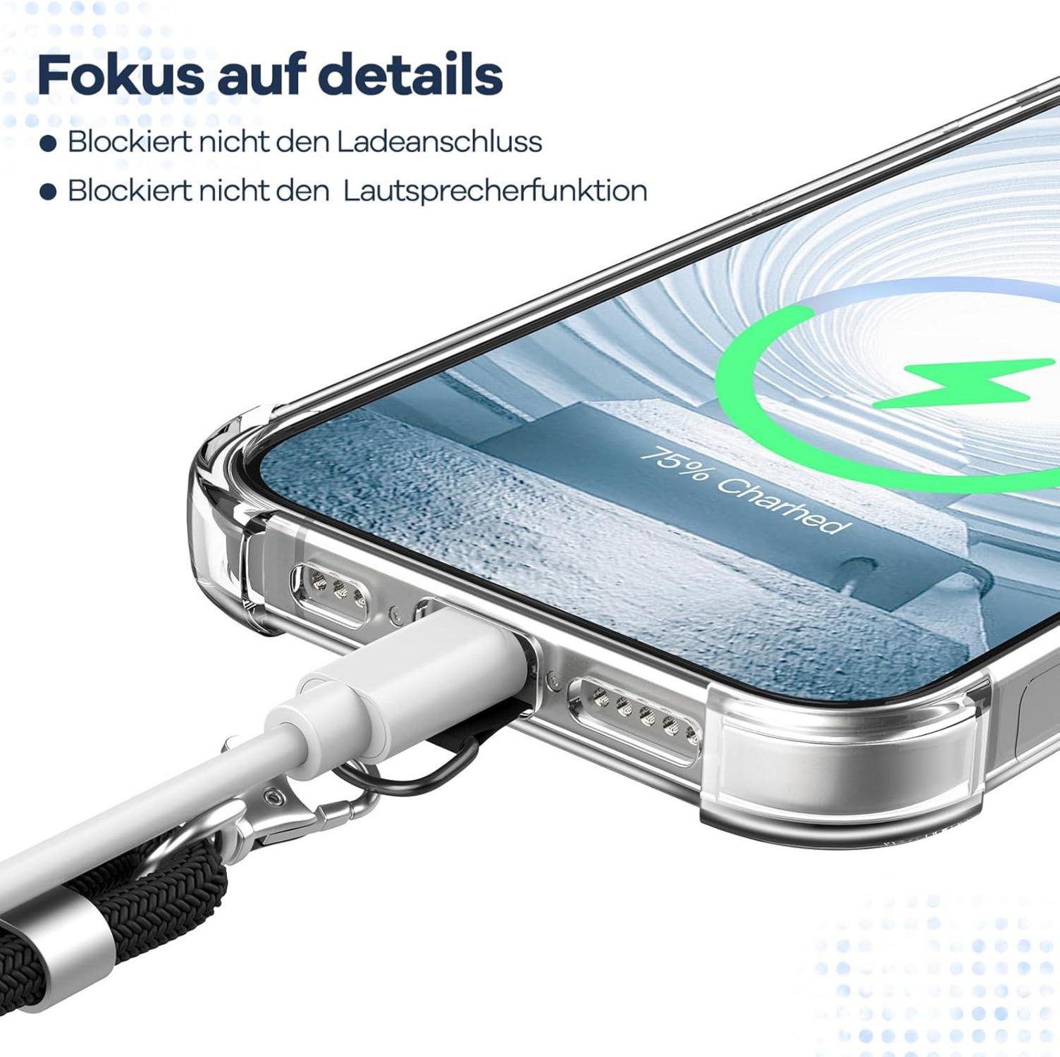 Caslord Handykette Universal für alle Smartphones mit 2 Stück Patch Schwarz