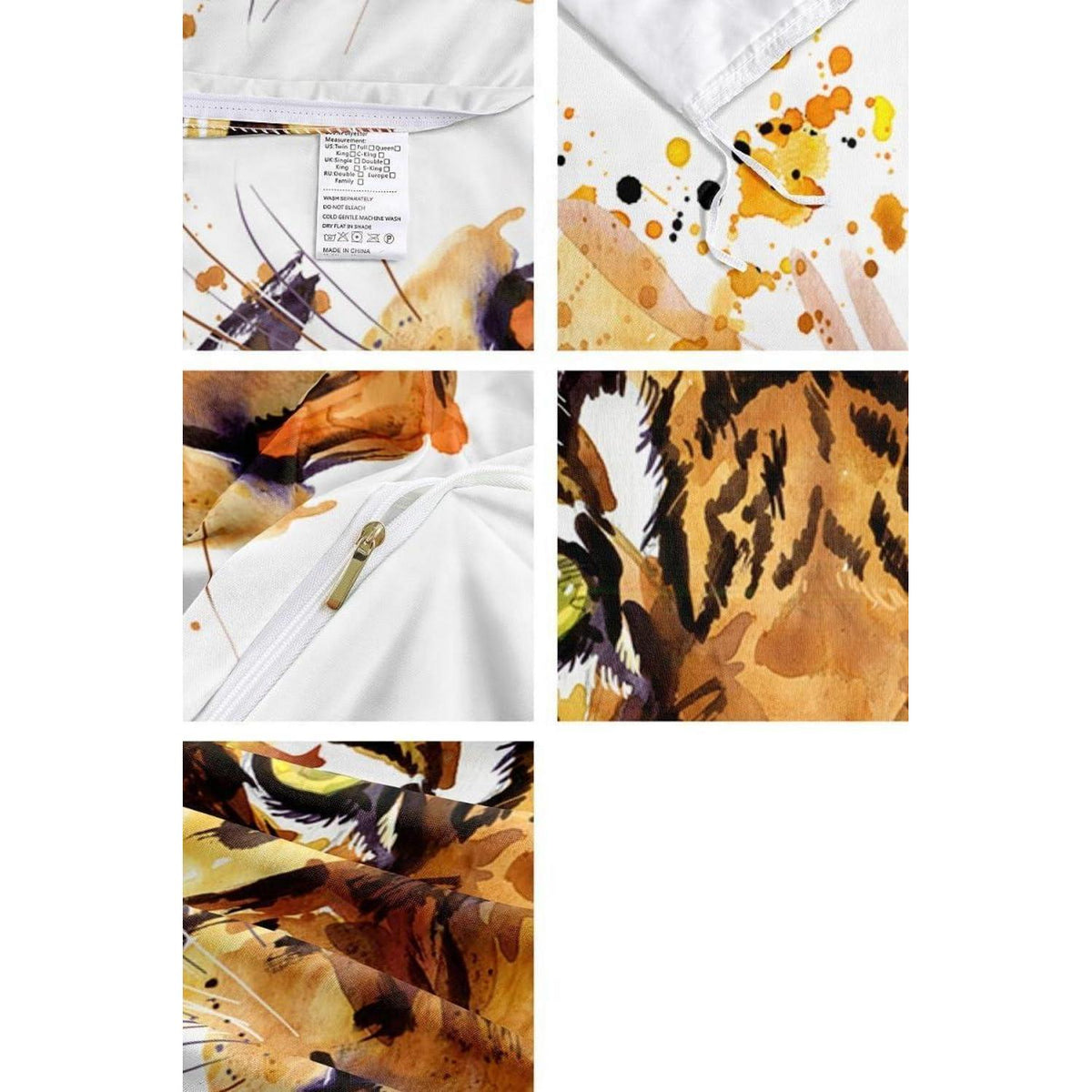 3D Tiger Bettwäsche Set 135x200cm - 4-teilig mit Reißverschluss