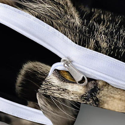 3D Katzen Bettwäsche Set 135x200cm - Schwarz Mikrofaser