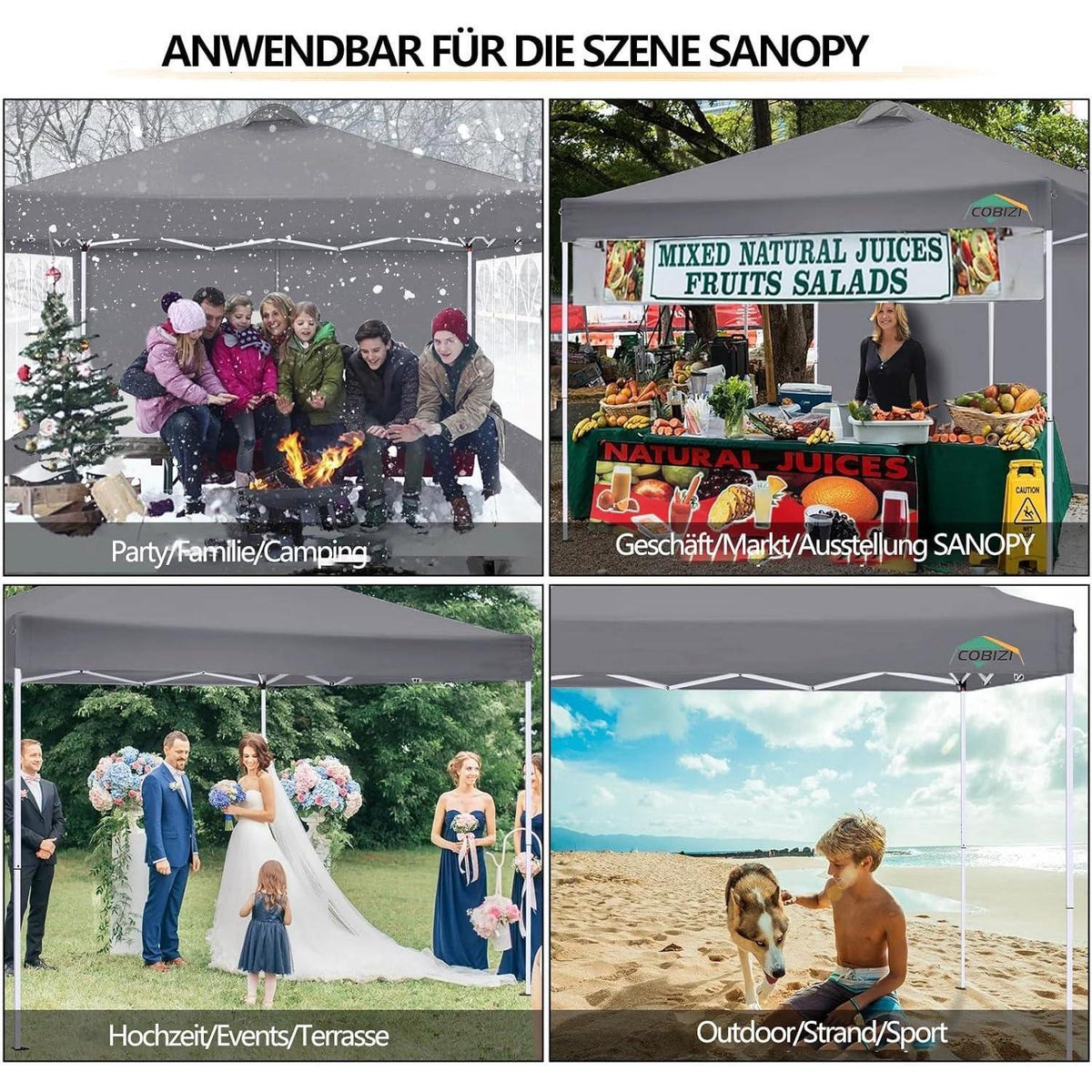 3x3m Faltpavillon wasserdicht & winterfest mit Seitenteilen