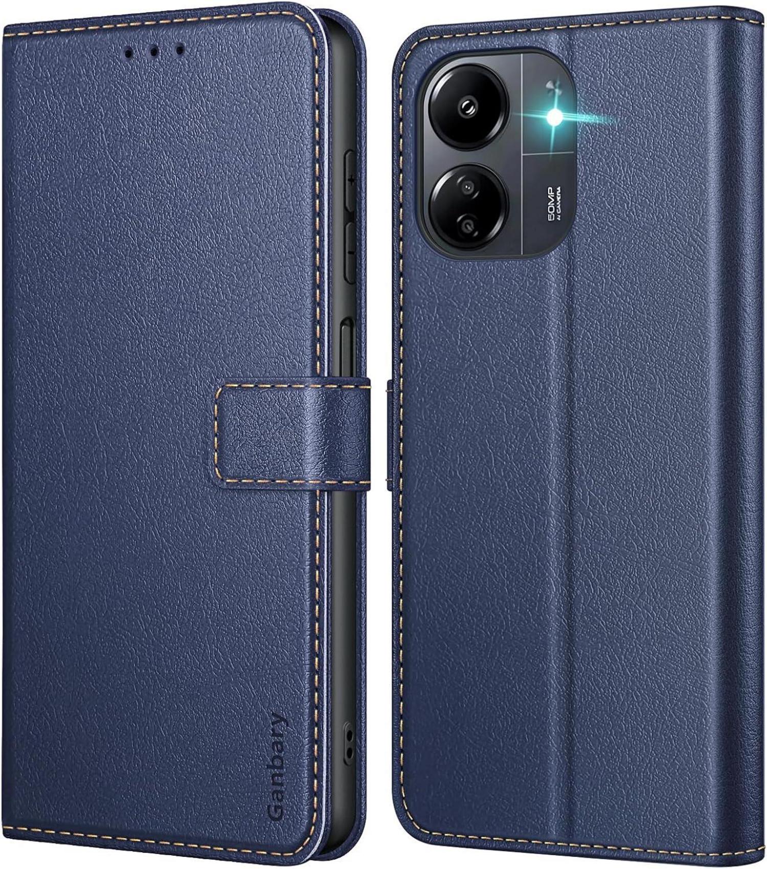 Handyhülle Xiaomi Redmi 13C Leder Klapphülle Blau Standfunktion
