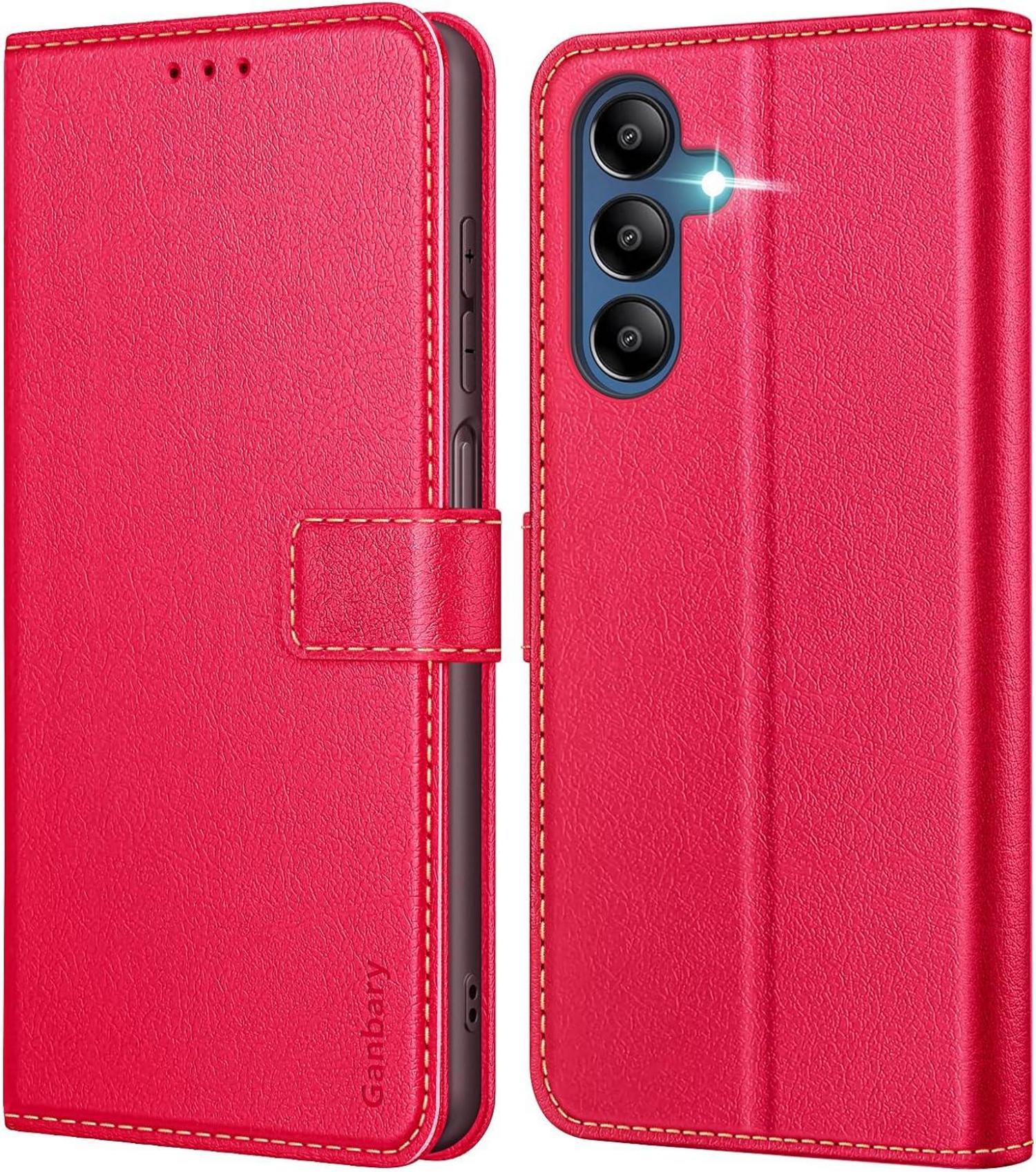 Samsung Galaxy A15/ A15 5G Handyhülle Leder Rot Card Slots
