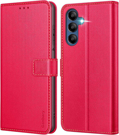 Samsung Galaxy A15/ A15 5G Handyhülle Leder Rot Card Slots