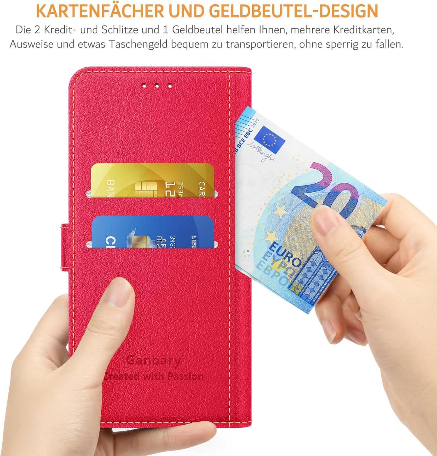 Samsung Galaxy A15/ A15 5G Handyhülle Leder Rot Card Slots