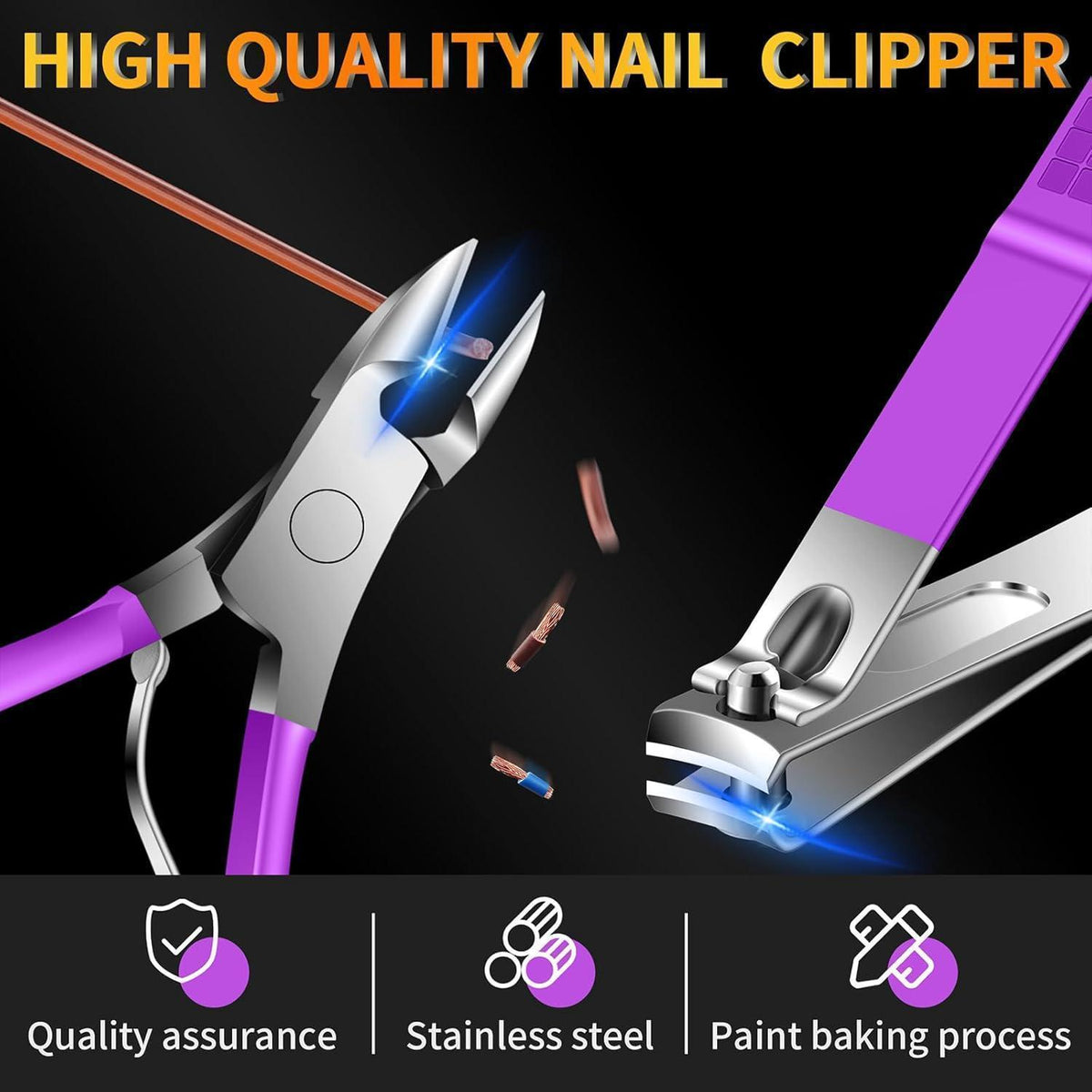 Maniküre-Pediküre-Set 16-teilig Edelstahl mit Etui Lila