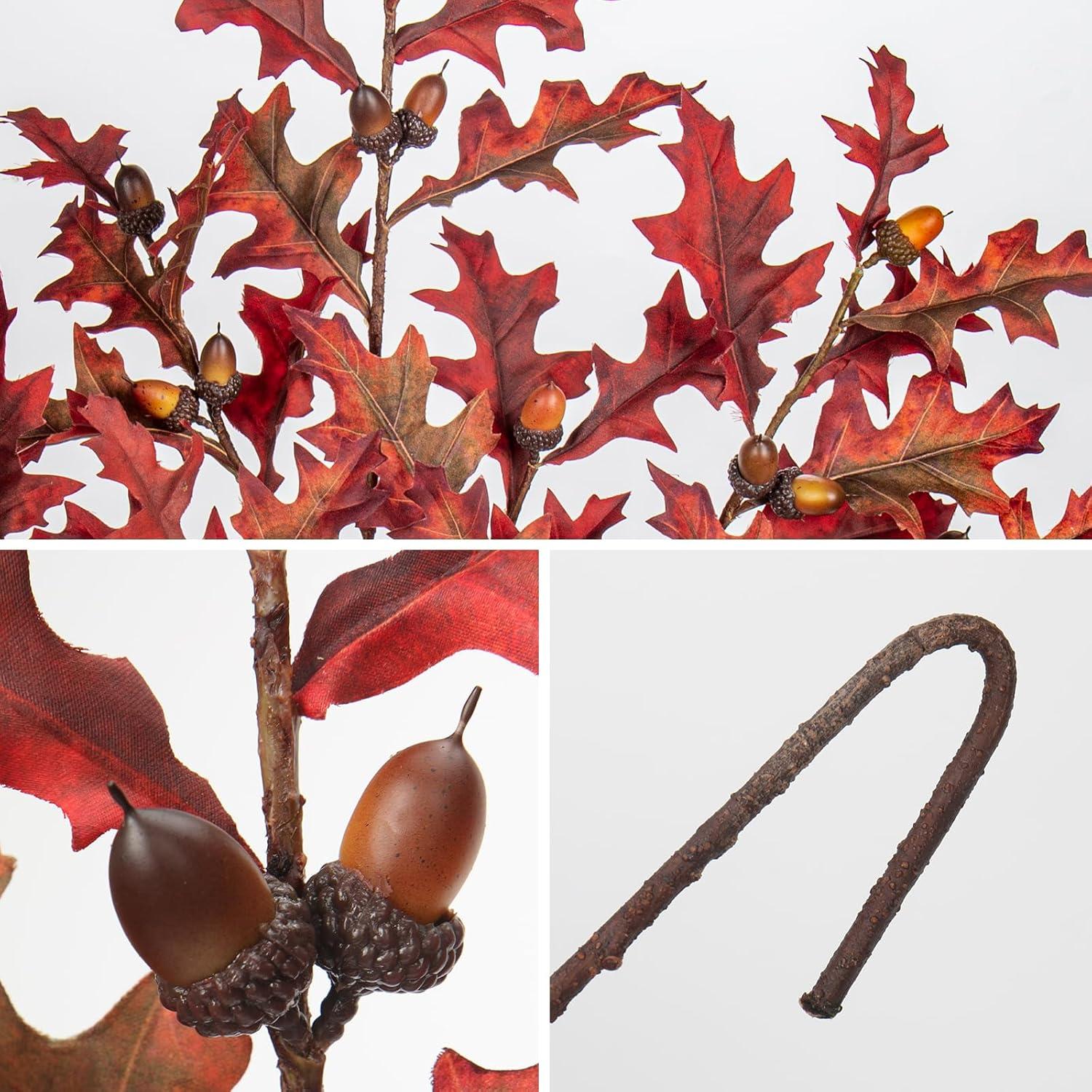 Künstliche Herbst-Eichenblätter mit Eichel, 3er Set