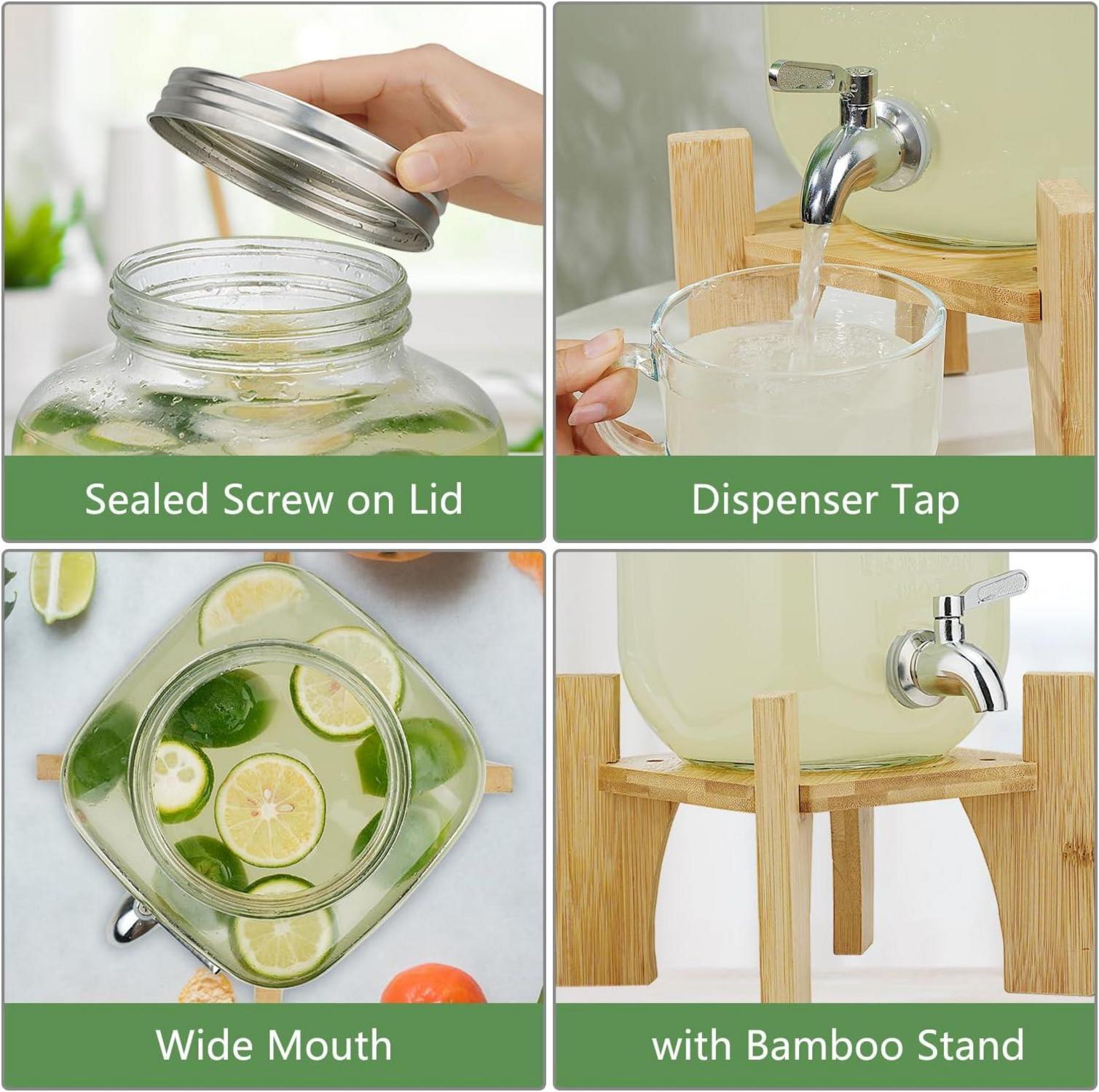 Getränkespender mit Ständer Glas & Edelstahlzapfhahn 4L