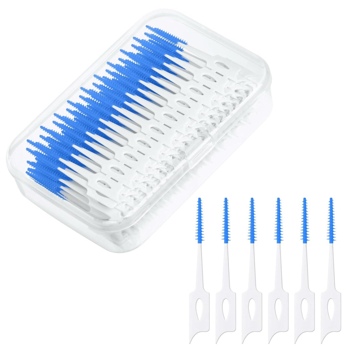 Interdentalbürsten 220 Stück Silikon Zahnzwischenraumbürsten Blau
