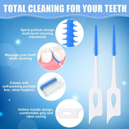Interdentalbürsten 220 Stück Silikon Zahnzwischenraumbürsten Dual-Use Dentalbürsten Blau