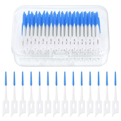 Interdentalbürsten 220 Stück Silikon Zahnzwischenraumbürsten Dual-Use Dentalbürsten Blau