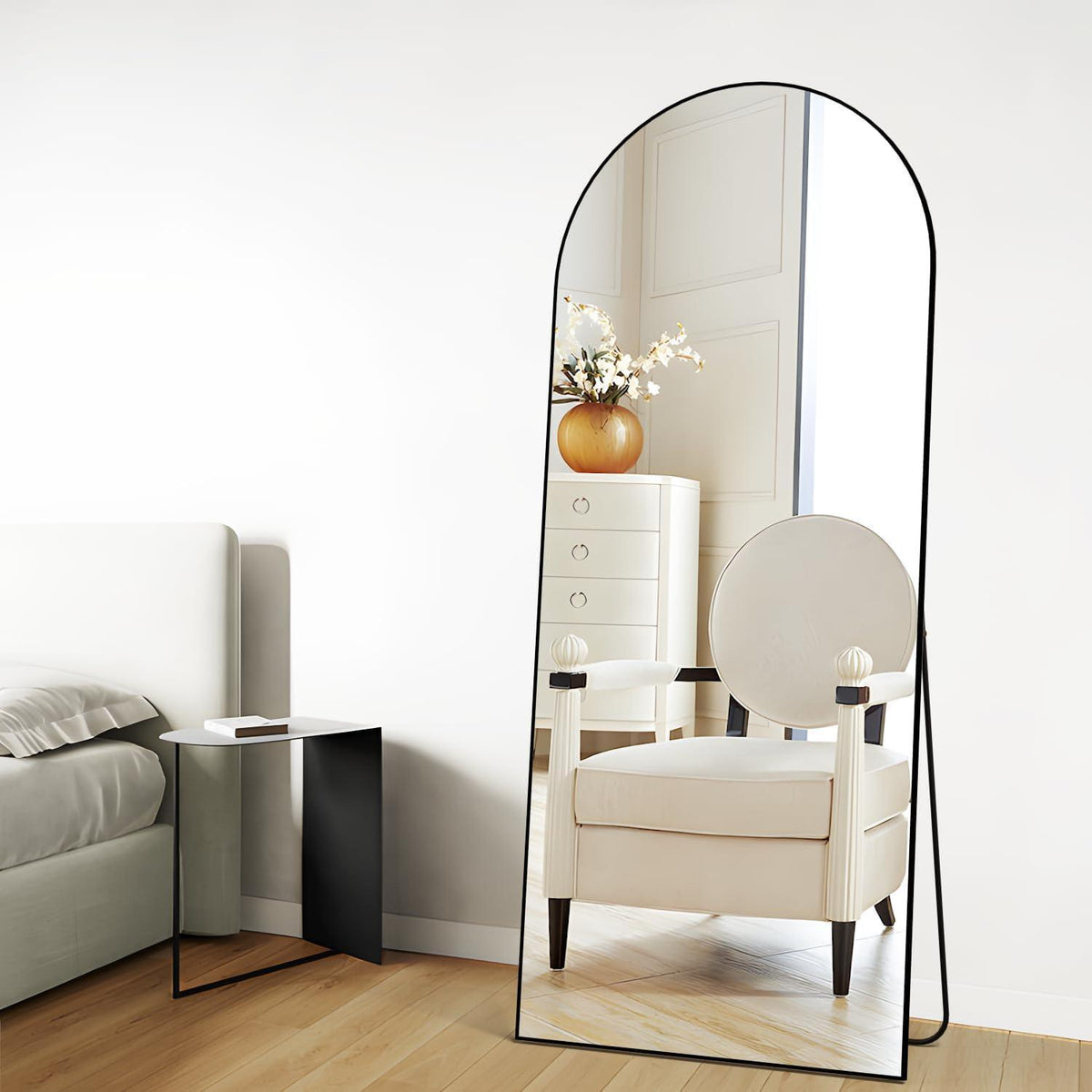 Gewölbter Bodenspiegel 165x60cm – Ganzkörper Spiegel mit Aluminiumrahmen
