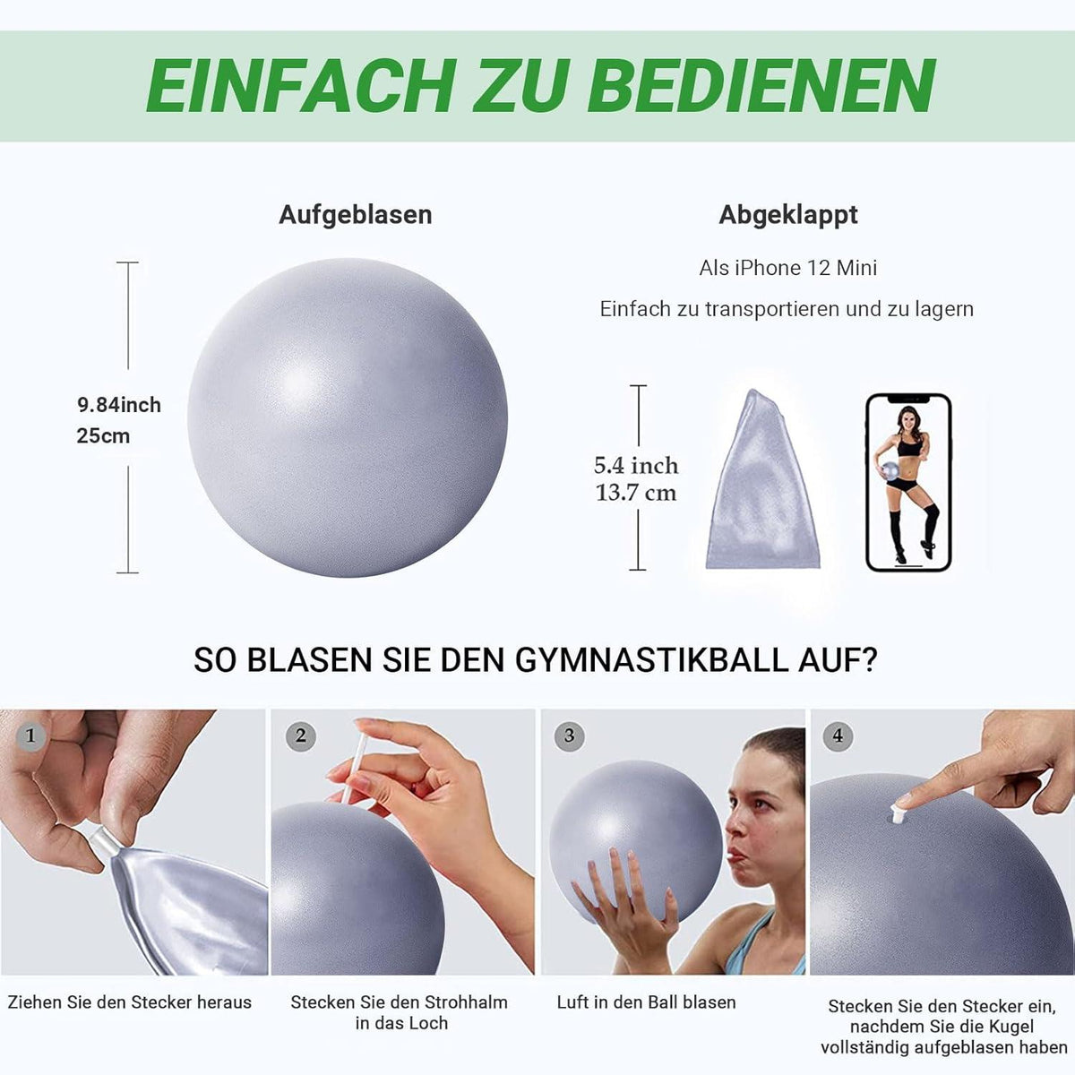 Pilatesball Yoga Ball Baby Soft Rutschfest Fitnessball Gymnastikball