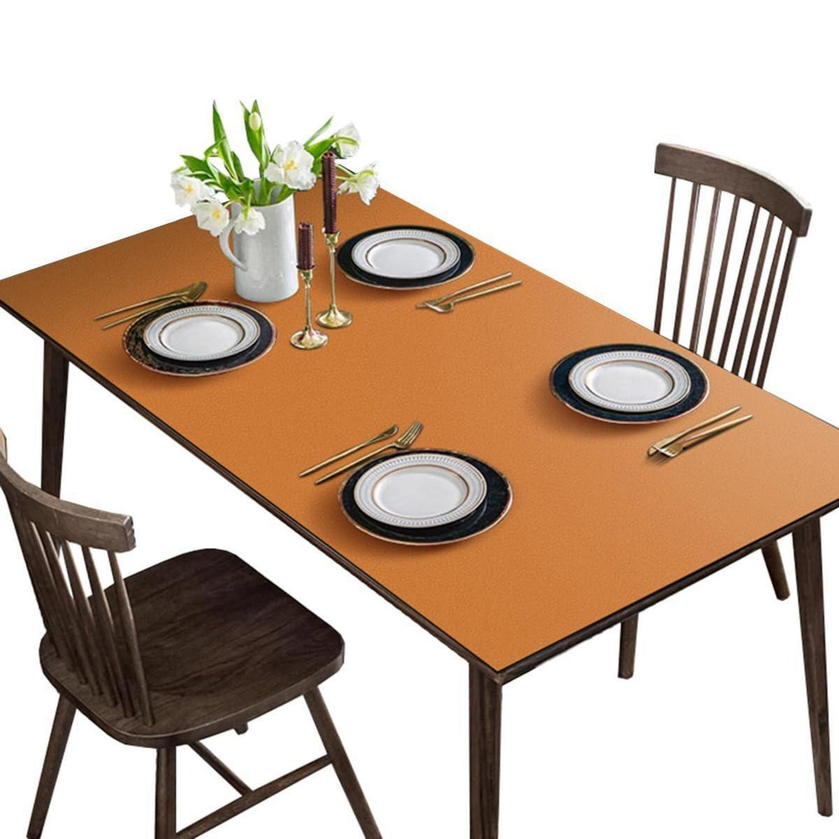 Tischdecke wasserdicht orange 80x180 cm / 180x80 cm in Lederoptik