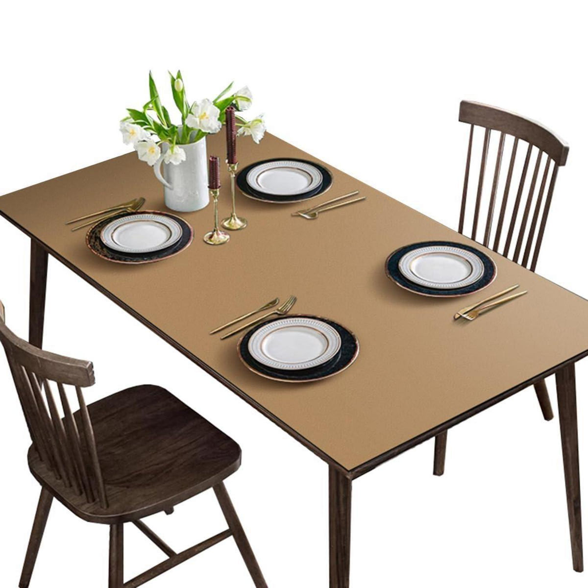 Tischdecke wasserdicht 90x160 cm – Khaki in Lederoptik