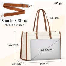 Große Canvas Laptoptasche 15,6 Zoll Damen Arbeitstasche Braun