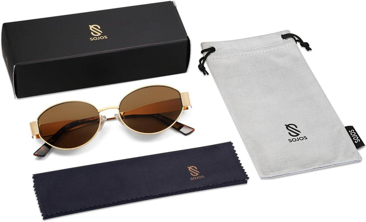 Retro Sonnenbrille Damen Herren Oval Metal Classic UV400 Schutz SJ1217
