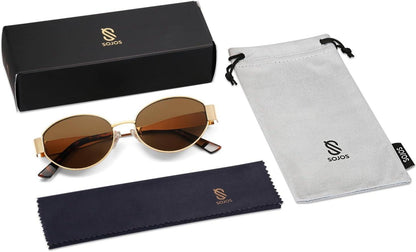 Retro Sonnenbrille Damen Herren Oval Metal Classic UV400 Schutz SJ1217