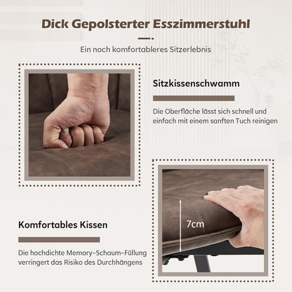 Drehbare Esszimmerstühle Set 4x Braun mit Armlehnen in Lederoptik