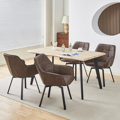 Drehbare Esszimmerstühle 2er Set Braun in Lederoptik