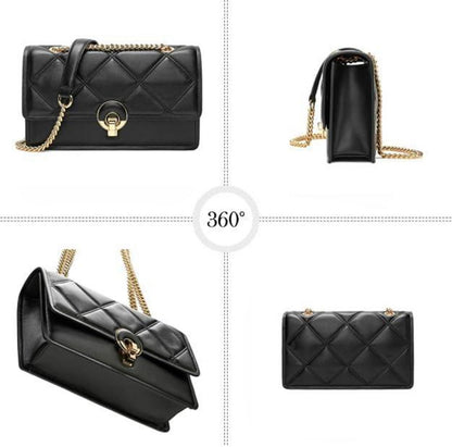 Damen Umhängetasche Crossbody Bag weiches Leder mit Metallkette