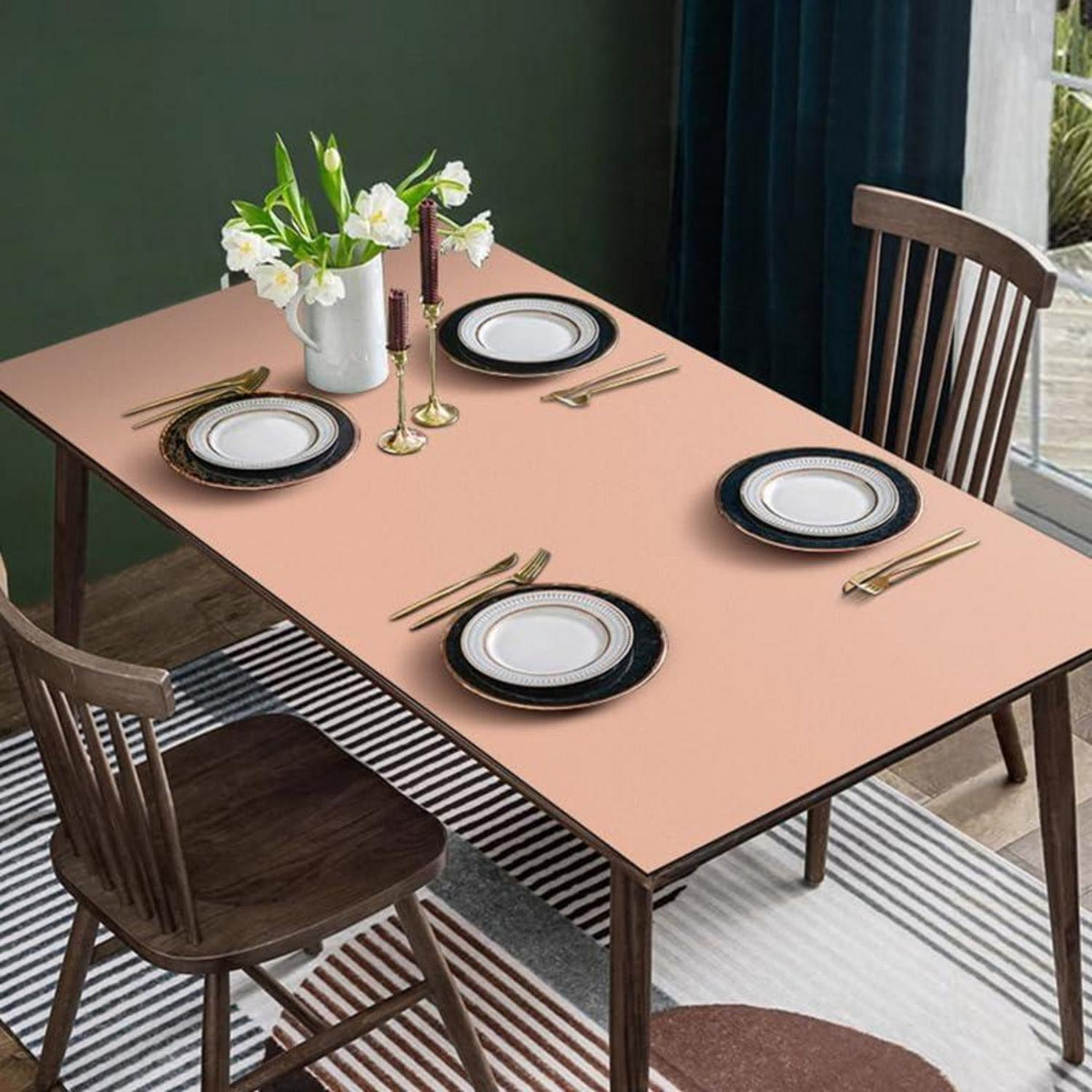 Tischdecke wasserdicht rosa 80x200 cm / 200x80 cm in Lederoptik