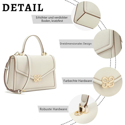 Umhängetasche Damen Leder Beige mit abnehmbarem Gurt