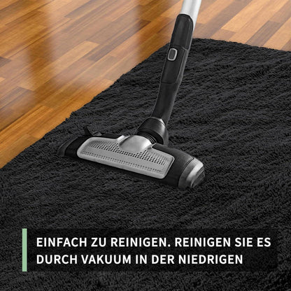 Grauer Hochflor Teppich 200x300 – Waschbar & Rutschfest für Wohnzimmer