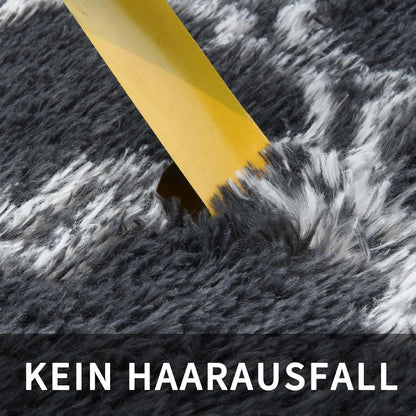 Hochflor Teppich Grau 200x300 - Flauschiger Wohnzimmerteppich