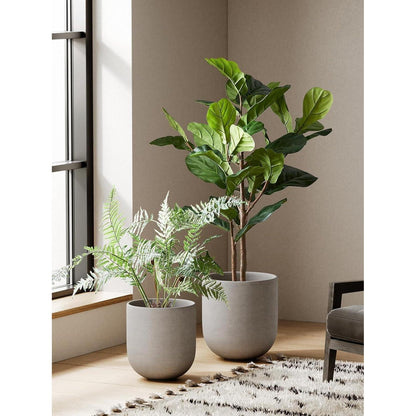 Keramiktopf Grau 30 cm mit Abflussloch