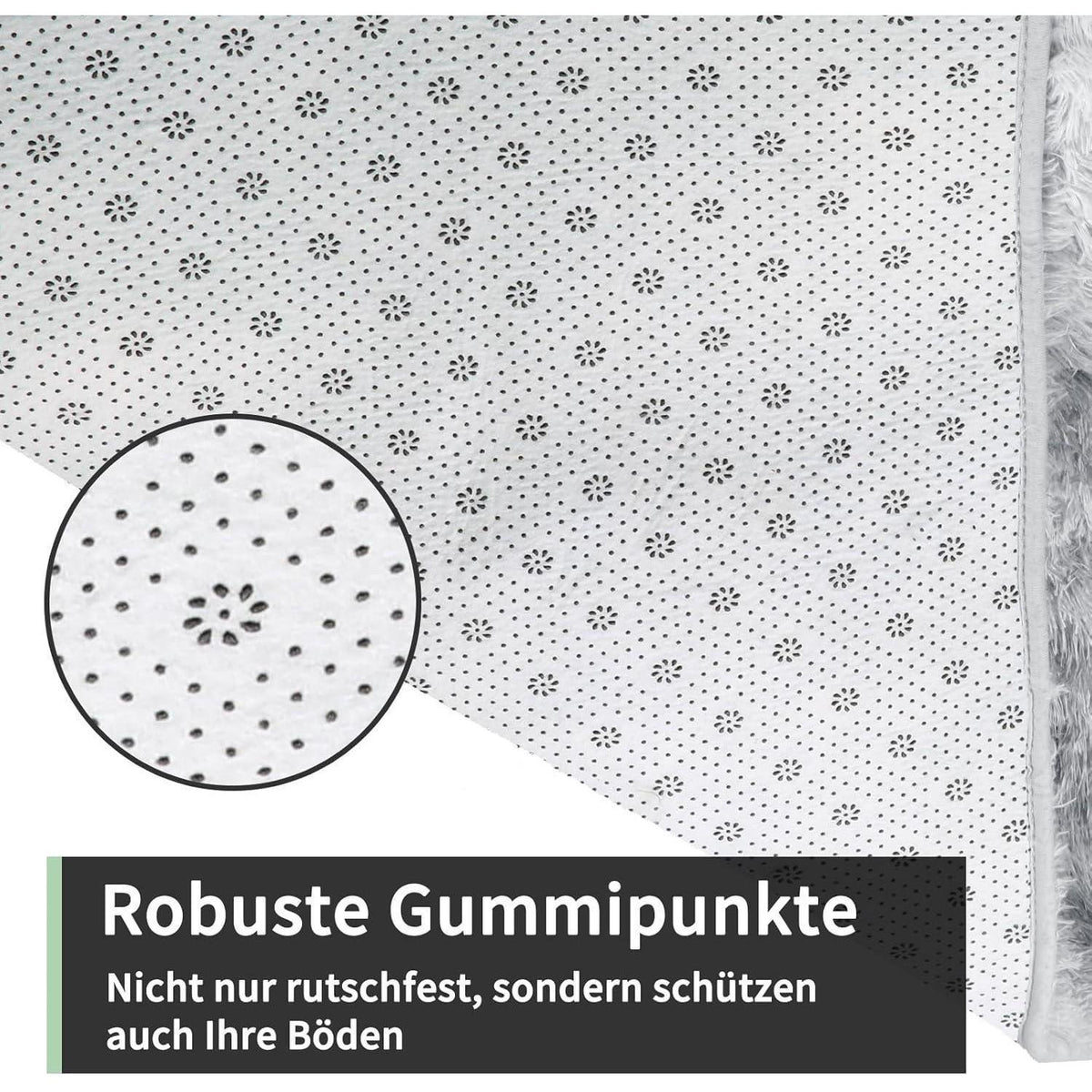 Hochflor Teppich Grau 200x300 – Flauschiger Wohnzimmerteppich Waschbar