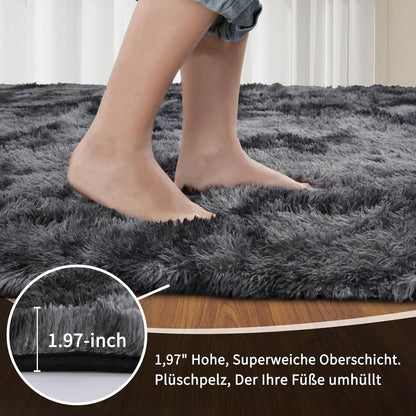 Sour Lemon Hochflor Teppich Grau 160x230 Waschbar