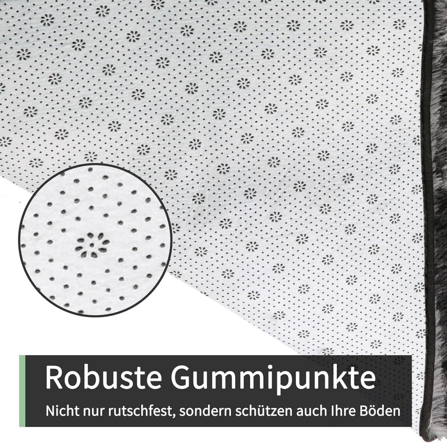 Hochflor Teppich Grau 160x230 Modern Waschbar Anti-Rutsch Groß Flauschig